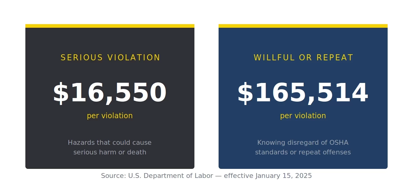 cost of non-compliance with OSHA regulations