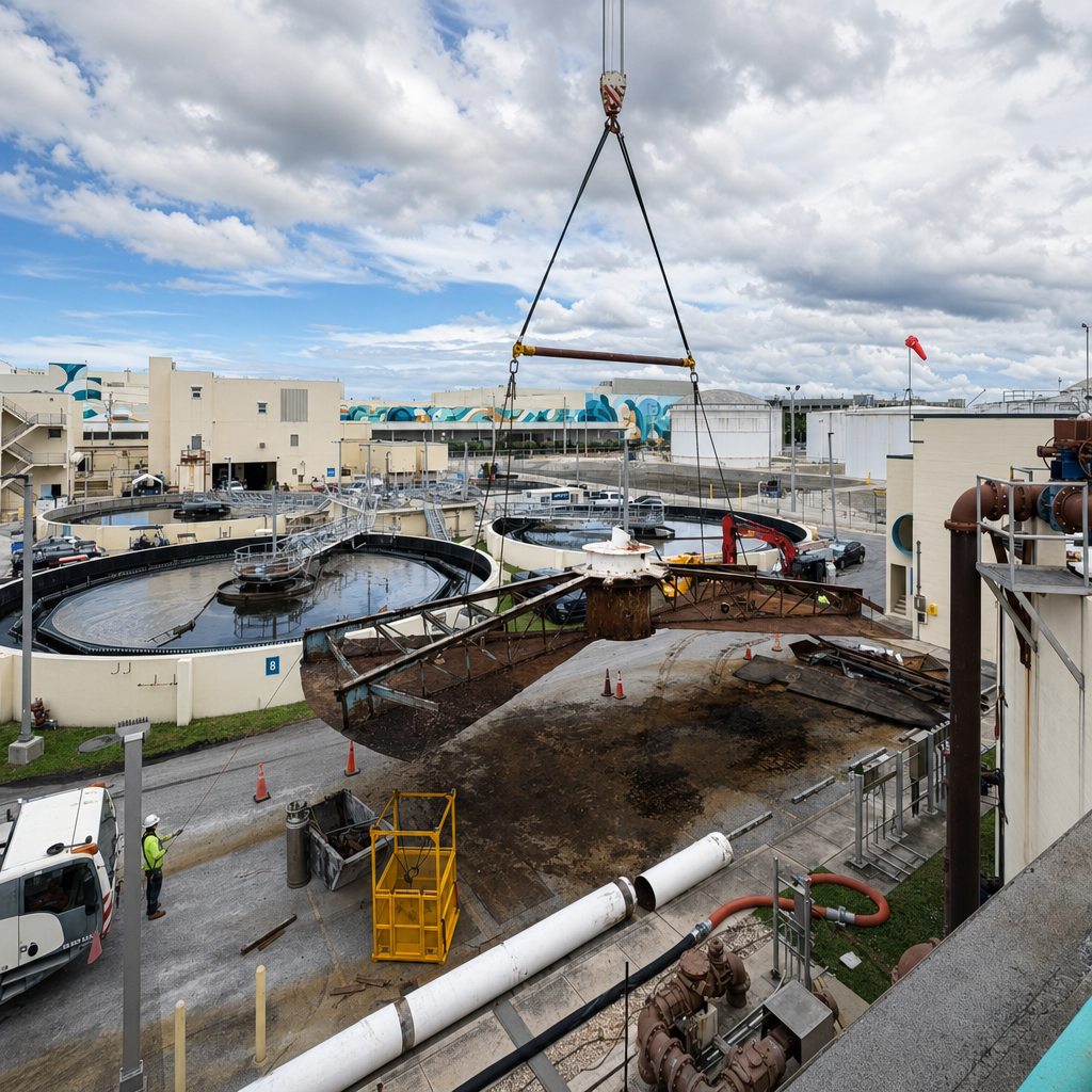 removal of the mechanism of the digester lid at the G.T Lohmeyer WWTP