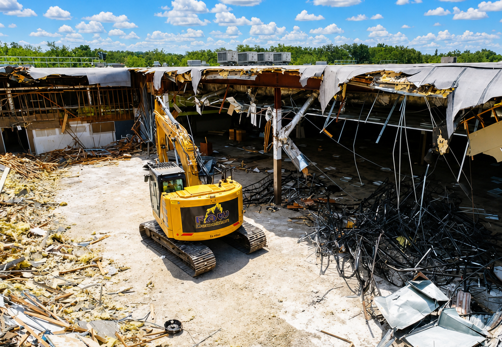 PAW excavator tearing down old Publix buidling
