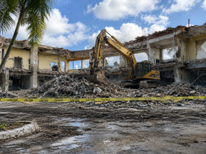 PAW Demolition demolition site following asbestos abatement requirements in Florida.